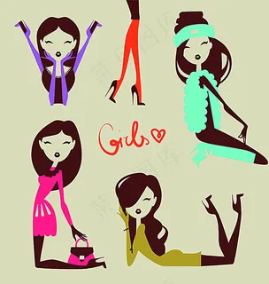 卡通时尚美女图片