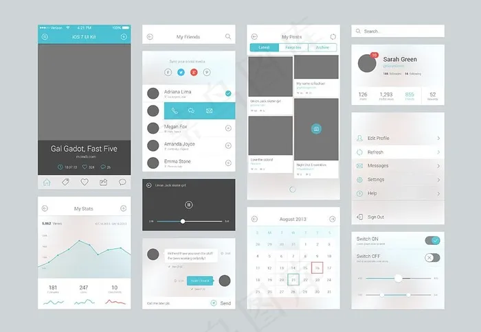 ios7 ui组件psd分层psd模版下载