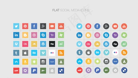 扁平化社交媒体图标设图片