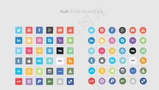 扁平化社交媒体图标设图片