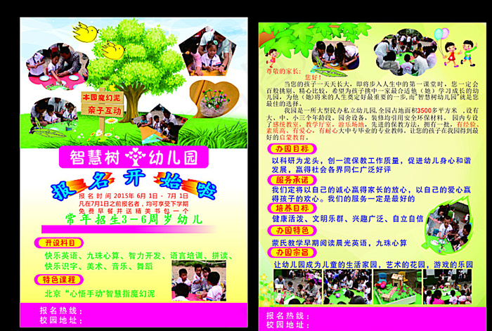 智慧树 幼儿园 单页 招生图片(210X297)cdr矢量模版下载