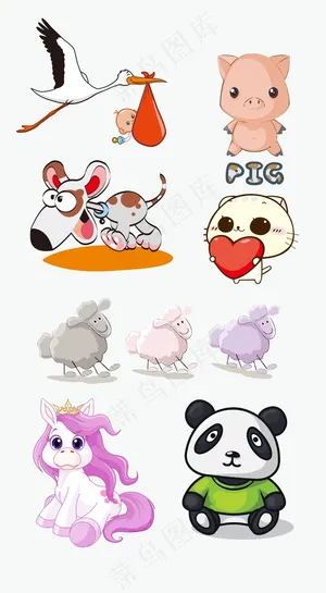 卡通动物矢量图