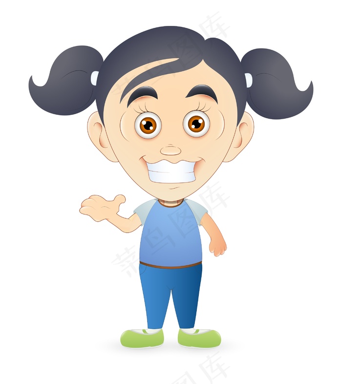 有趣的卡通女孩性格开朗eps,ai矢量模版下载