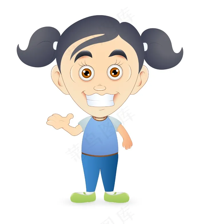 有趣的卡通女孩性格开朗eps,ai矢量模版下载