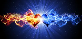 水火相交的发光爱心桃