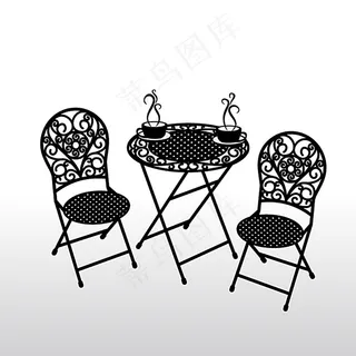 黑色花纹桌椅背景矢量素材图片