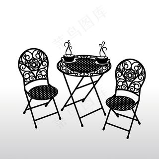 黑色花纹桌椅背景矢量素材图片