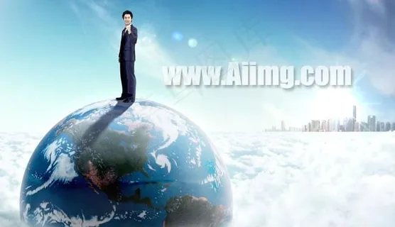 商务成功人士地球PSD素材