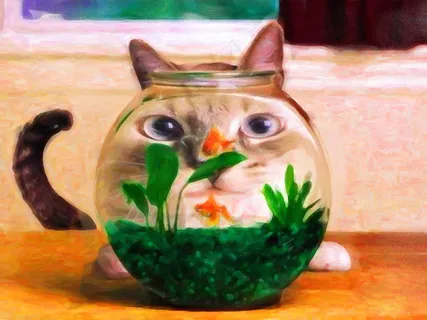 小猫想吃鱼图片