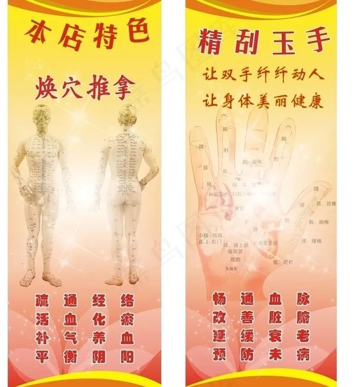 足疗店穴位图易拉宝图片cdr矢量模版下载