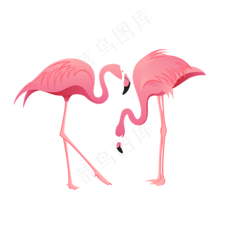 扁平手绘火烈鸟矢量,免抠元素