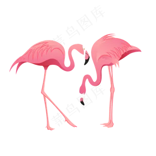 扁平手绘火烈鸟矢量,免抠元素