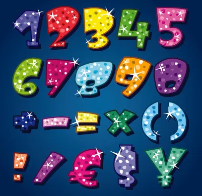 闪闪发光的字母和数字设计矢量图01eps,ai矢量模版下载