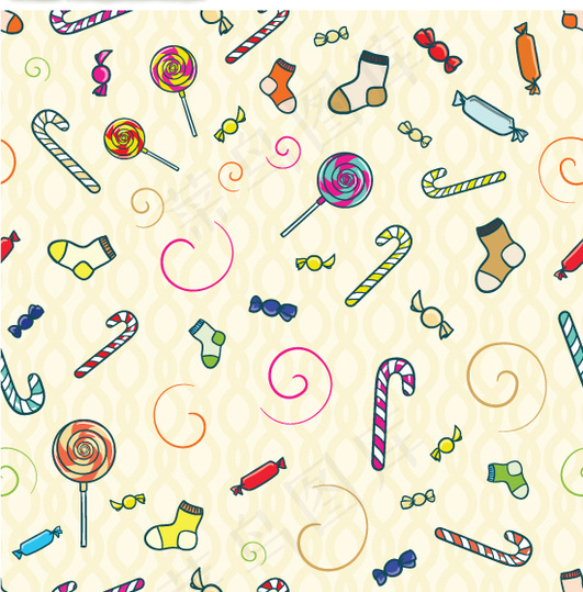 清新糖果花纹底边