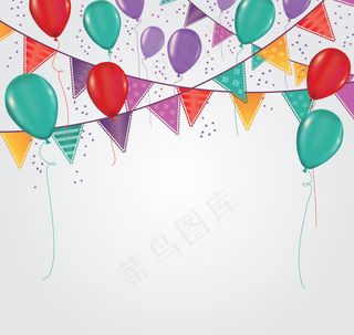 彩色三角拉旗背景矢量图