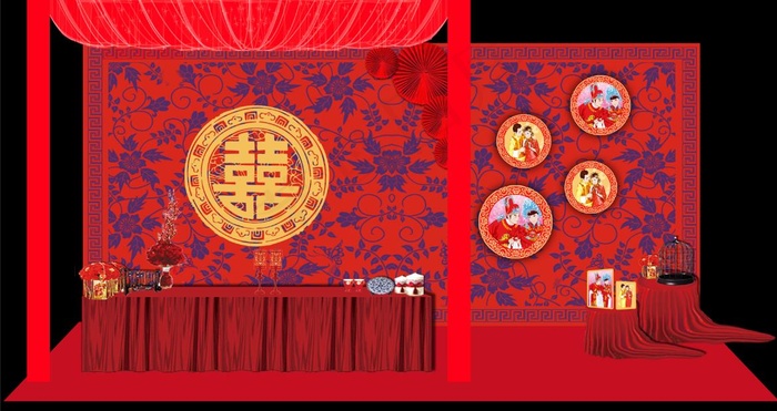 中式留影区(3508X1862(DPI:300))psd模版下载