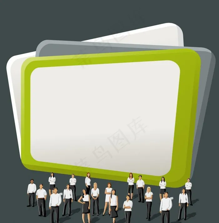 空白广告牌下的商务团队图片eps,ai矢量模版下载