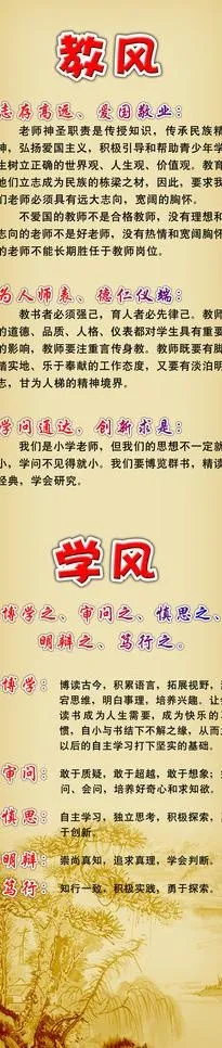 教风学风校园文化宣传画图片(3483X13583(DPI:150))psd模版下载