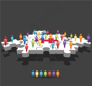 立体商务人物和云图标