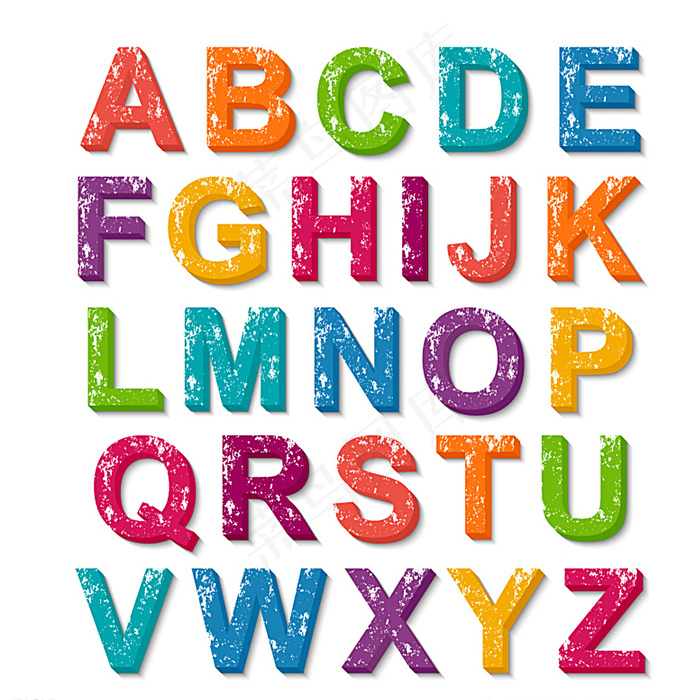 彩色垃圾效果字母矢量图图片