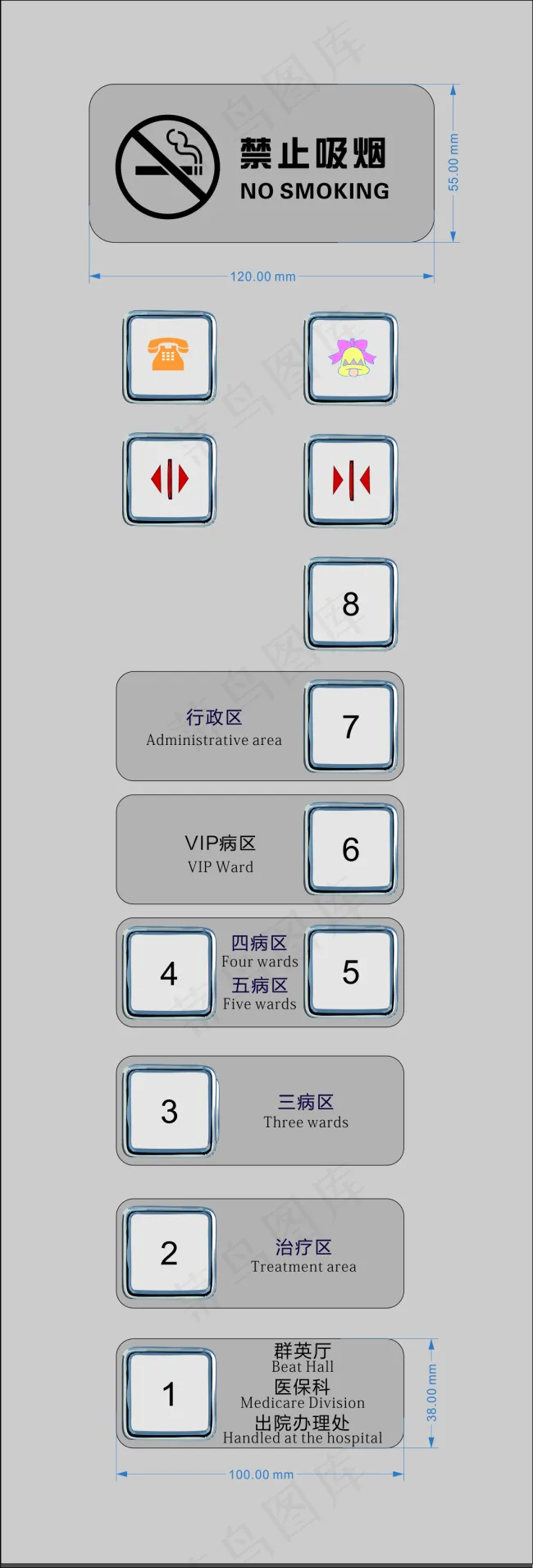 医院电梯楼层导视cdr矢量模版下载