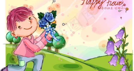 韩国快乐儿童矢量插画33