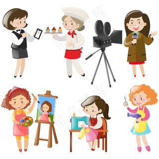 卡通人物扁平化可爱各种职业矢量素材