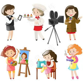 卡通人物扁平化可爱各种职业矢量素材