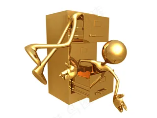 被柜子夹住的3D小人