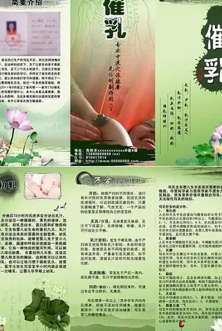 母婴护理催乳师三折页图片