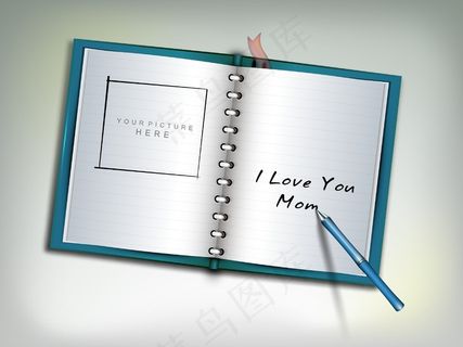 母亲节快乐的概念 打开笔记本