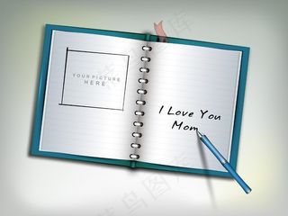母亲节快乐的概念 打开笔记本