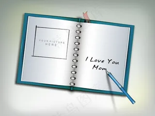 母亲节快乐的概念 打开笔记本