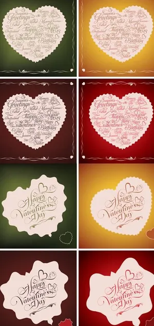 情人节心形贴纸贺卡矢量图 AI