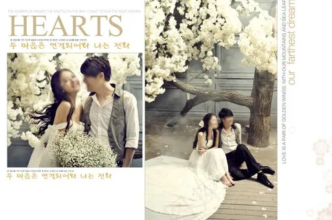 浪漫花季爱情婚纱模版图片