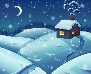 精美卡通风格雪景矢量素材