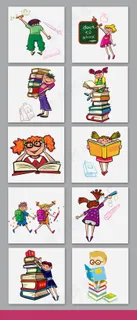 开学季卡通手绘背着书包的人