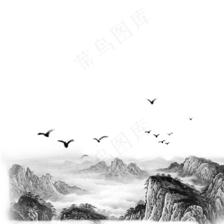 中国风水墨山水免扣设计素材