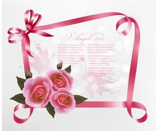 美丽的丝带花卡片矢量03