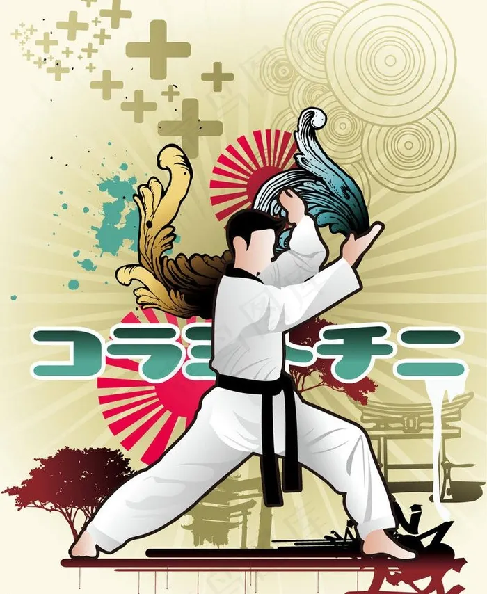 功夫 人物 动作图片eps,ai矢量模版下载