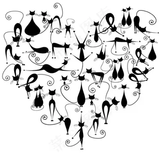 猫的爱矢量情人节挂的猫