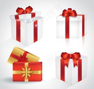 4款精美节日礼盒矢量素材