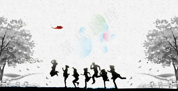 手绘青春同学会海报背景设计