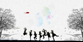 手绘青春同学会海报背景设计