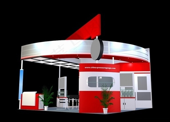 红色展台展示设计3D模型下载