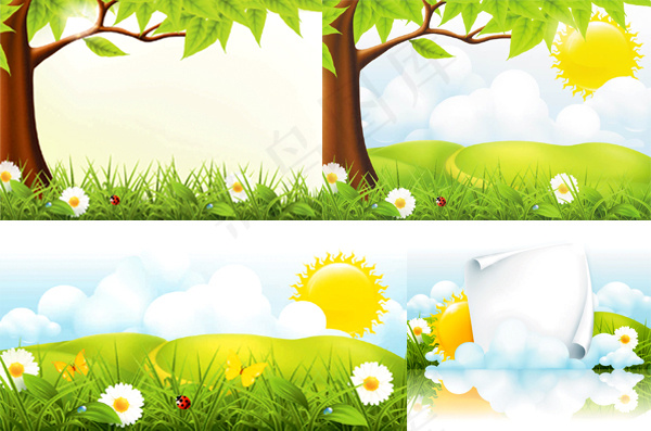 生机盎然春日背景矢量素材