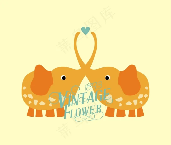 卡通动物大象ai矢量模版下载