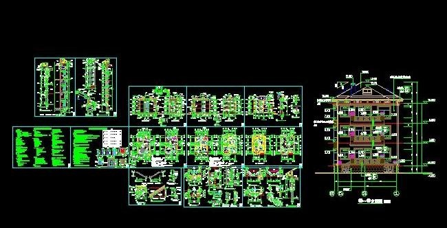 3.5层框架别墅建筑设计图