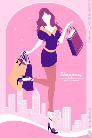 购物少女图片