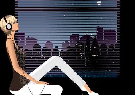 时尚窗台女矢量